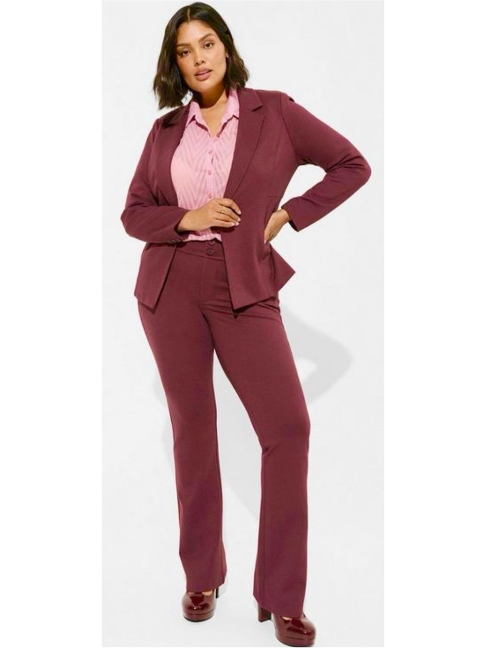 TORRID Chelsea Studio Luxe Ponte Knit Maroon Burgundy Blazer Size 2X